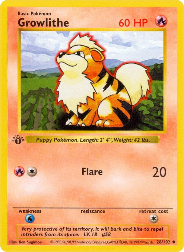 Image for Growlithe (028/102) [Base Set (Shadowless)] - Pokemon