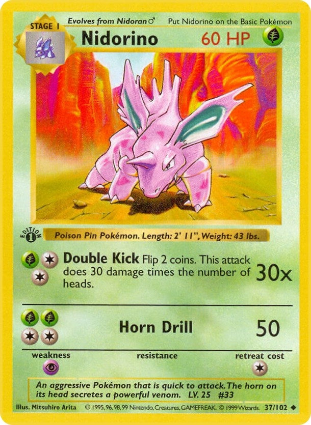 Image for Nidorino (037/102) [Base Set (Shadowless)] - Pokemon