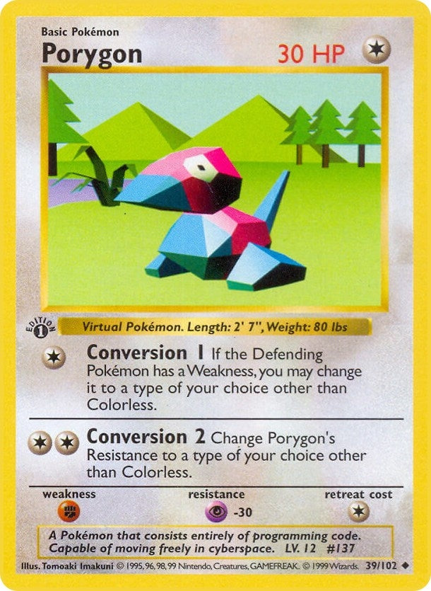 Image for Porygon (039/102) [Base Set (Shadowless)] - Pokemon
