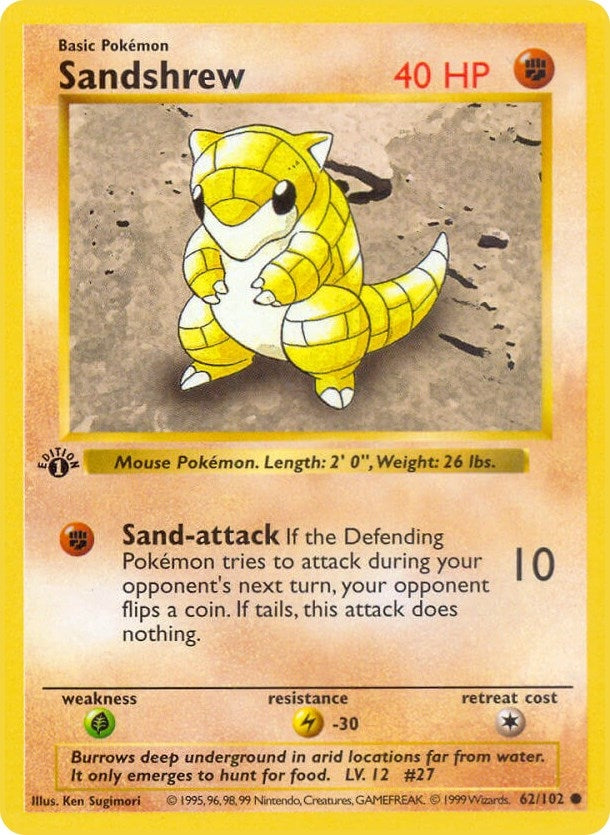 Image for Sandshrew (062/102) [Base Set (Shadowless)] - Pokemon