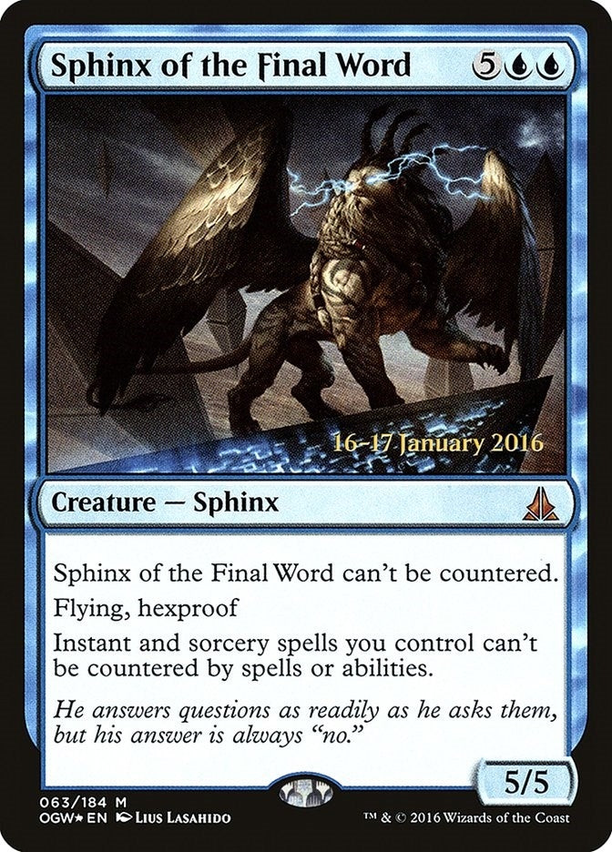 Image for Sphinx of the Final Word (63) [Prerelease Cards] - Magic: The Gathering