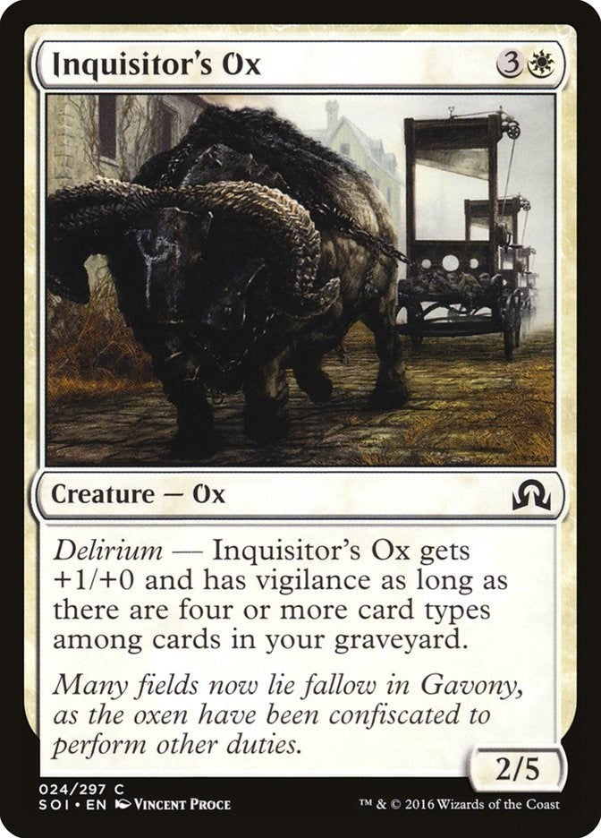 Image for Inquisitor's Ox (24) [Shadows over Innistrad] - Magic: The Gathering