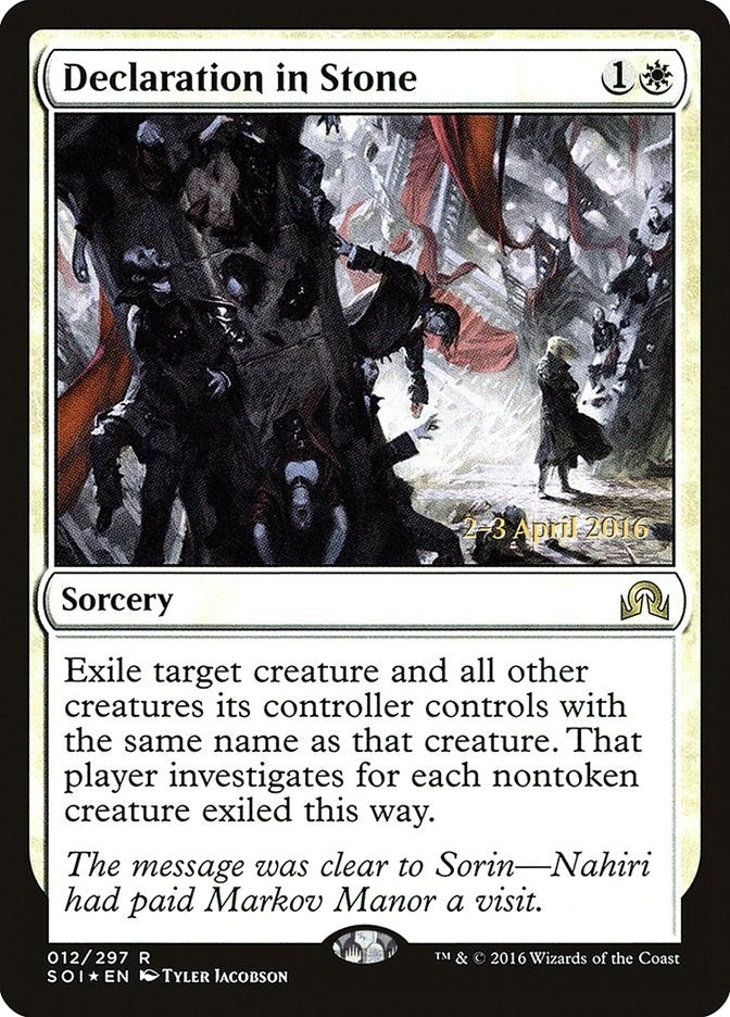 Image for Declaration in Stone (12) [Prerelease Cards] - Magic: The Gathering
