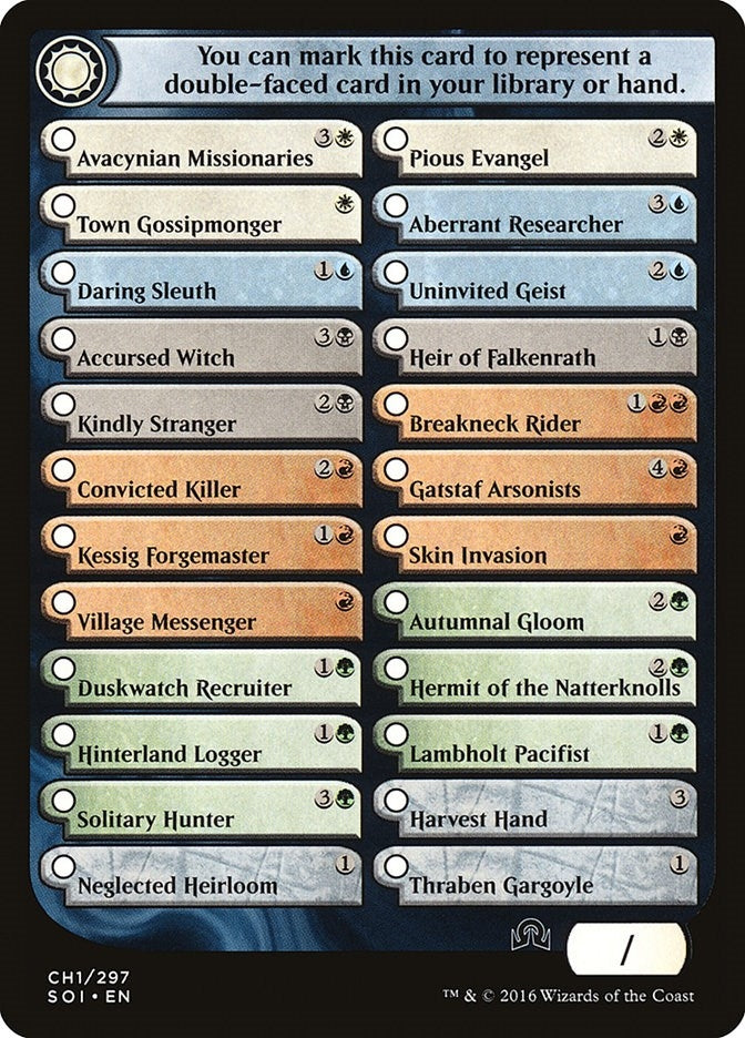 Image for Checklist Card - (CH1) Shadows over Innistrad (CH1) [Shadows over Innistrad] - Magic: The Gathering