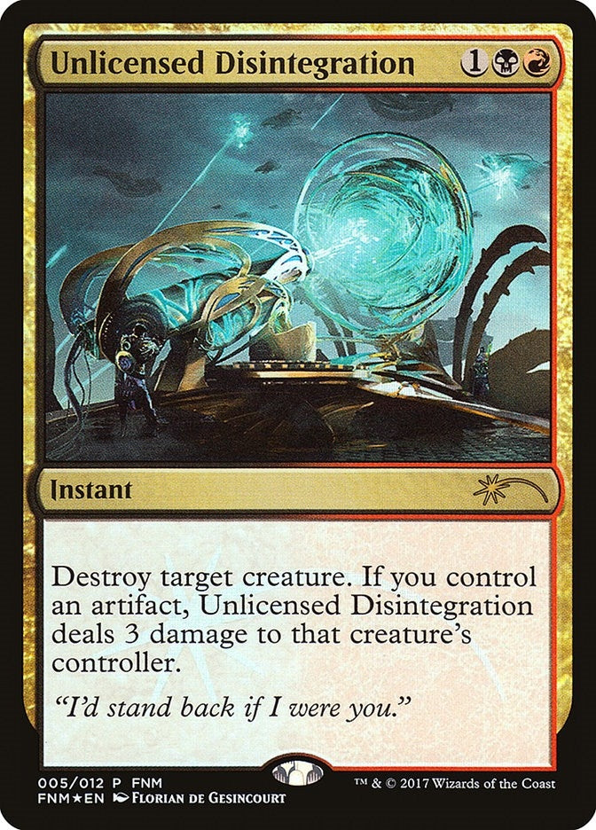 Image for Unlicensed Disintegration (5) [FNM Promos] - Magic: The Gathering