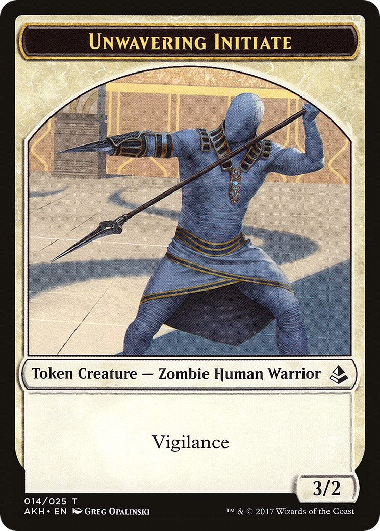 Image for Unwavering Initiate // Wurm Double-Sided Token (14 // 24) [Amonkhet] - Magic: The Gathering