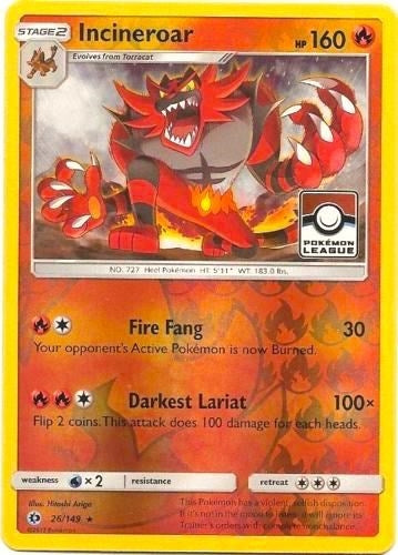Image for Incineroar - 26/149 (Pokemon League) (026/149) [League & Championship Cards] - Pokemon
