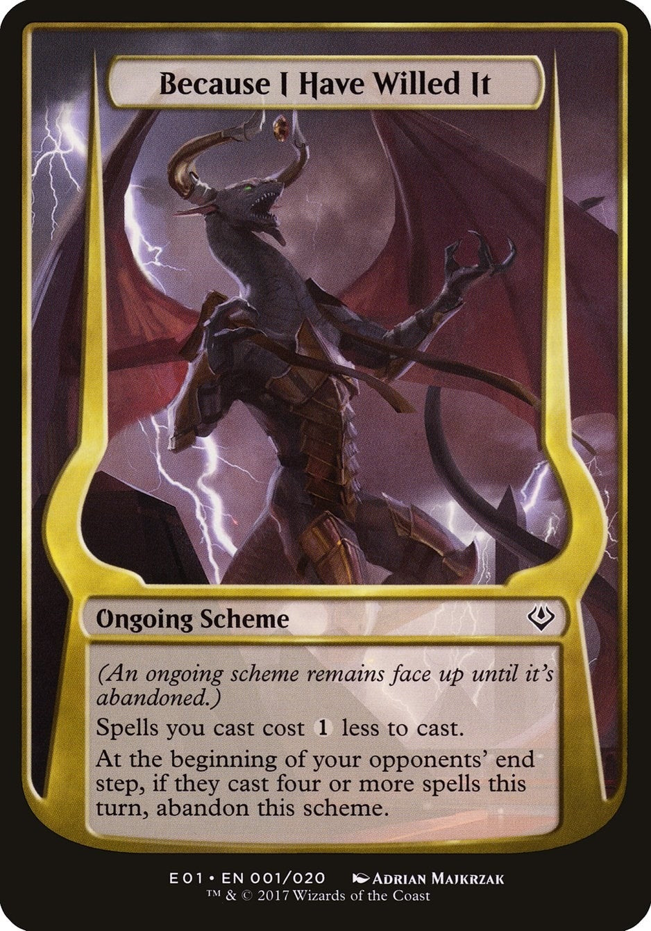 Image for Because I Have Willed It (Archenemy: Nicol Bolas) (1) [Oversize Cards] - Magic: The Gathering
