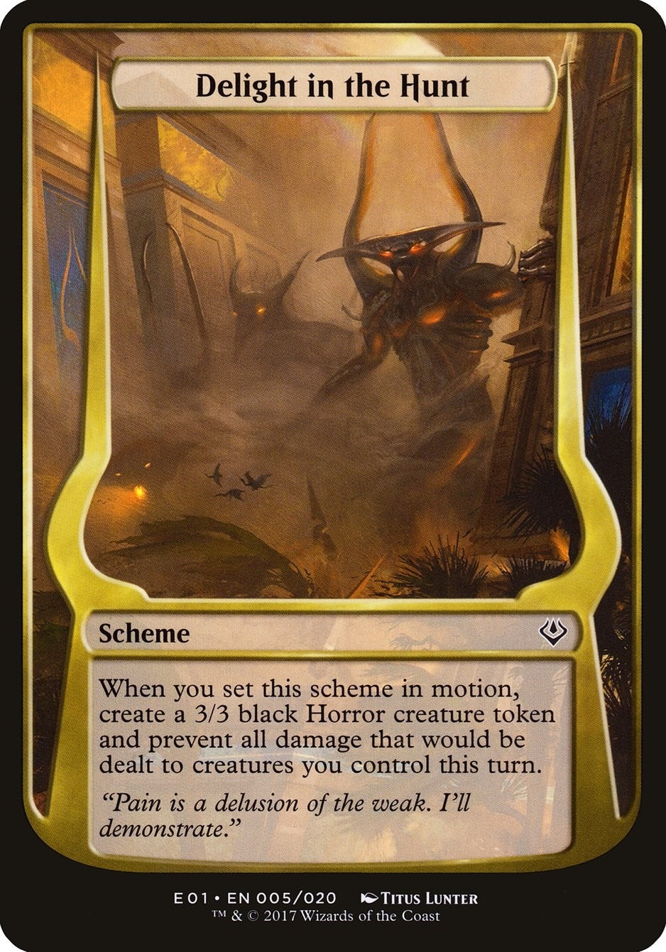 Image for Delight in the Hunt (Archenemy: Nicol Bolas) (5) [Oversize Cards] - Magic: The Gathering