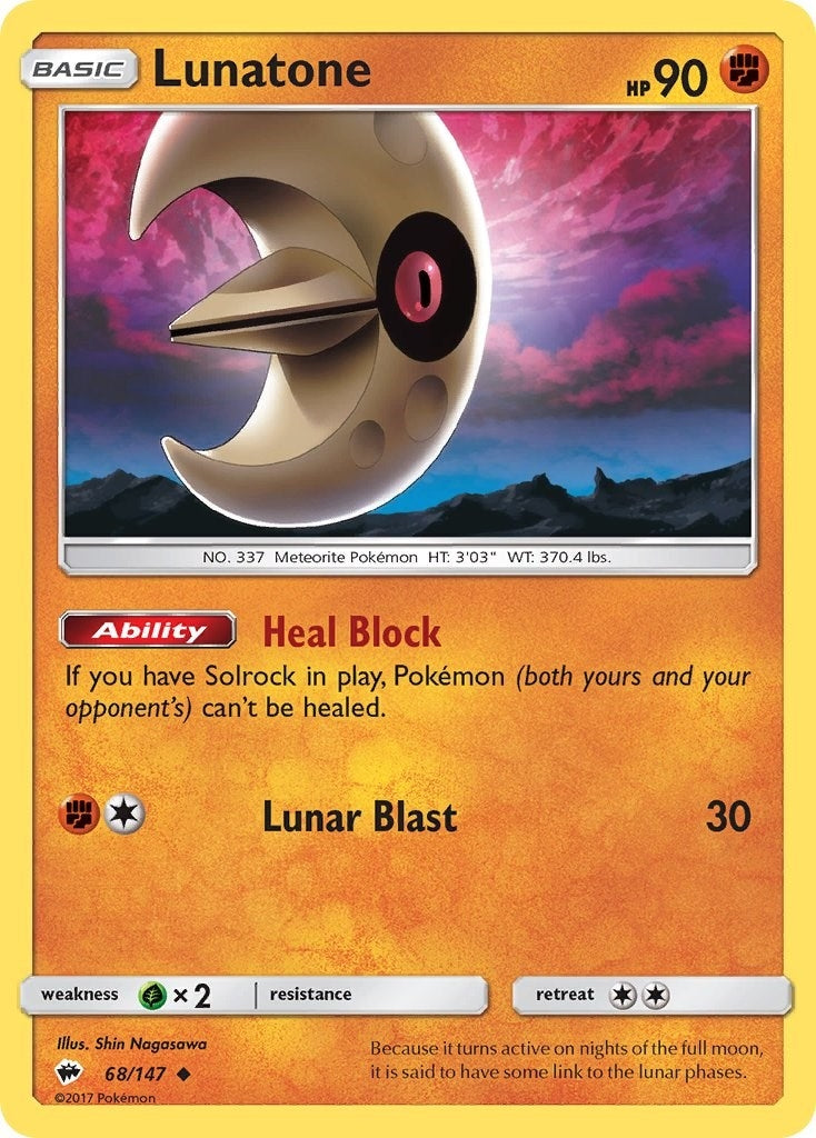 Image for Lunatone (68/147) [SM - Burning Shadows] - Pokemon