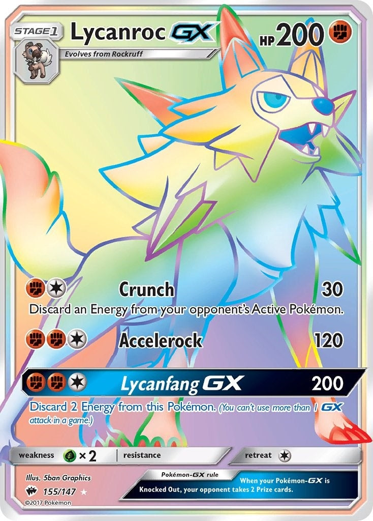 Image for Lycanroc GX (Secret) (155/147) [SM - Burning Shadows] - Pokemon