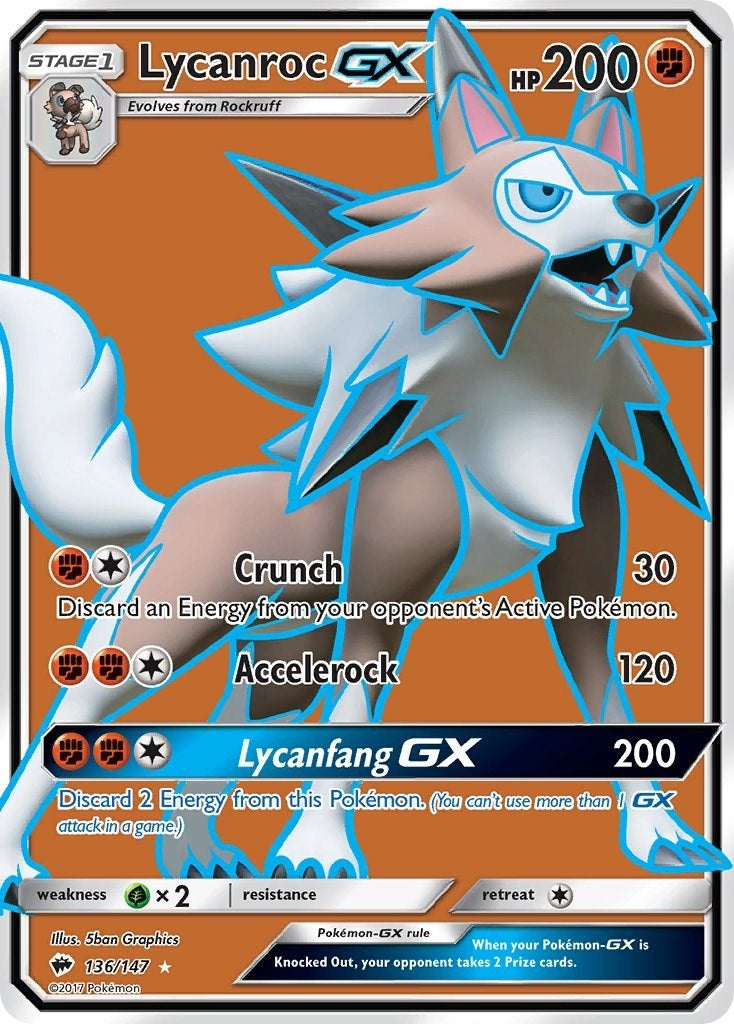 Image for Lycanroc GX (Full Art) (136/147) [SM - Burning Shadows] - Pokemon