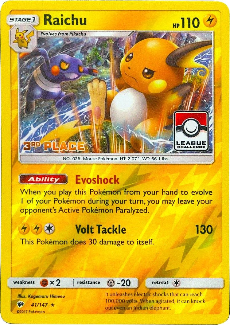 Image for Raichu - 41/147 (League Challenge) [3rd Place] (041/147) [League & Championship Cards] - Pokemon