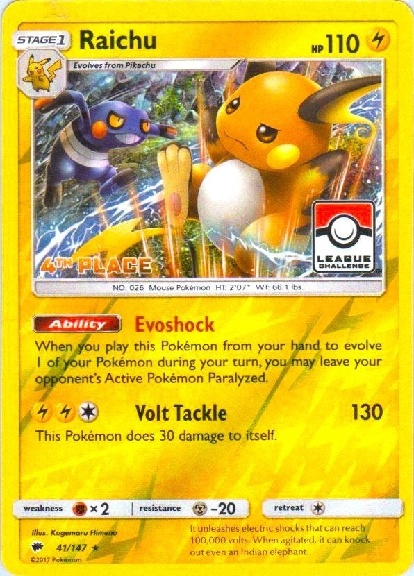 Image for Raichu - 41/147 (League Challenge) [4th Place] (041/147) [League & Championship Cards] - Pokemon