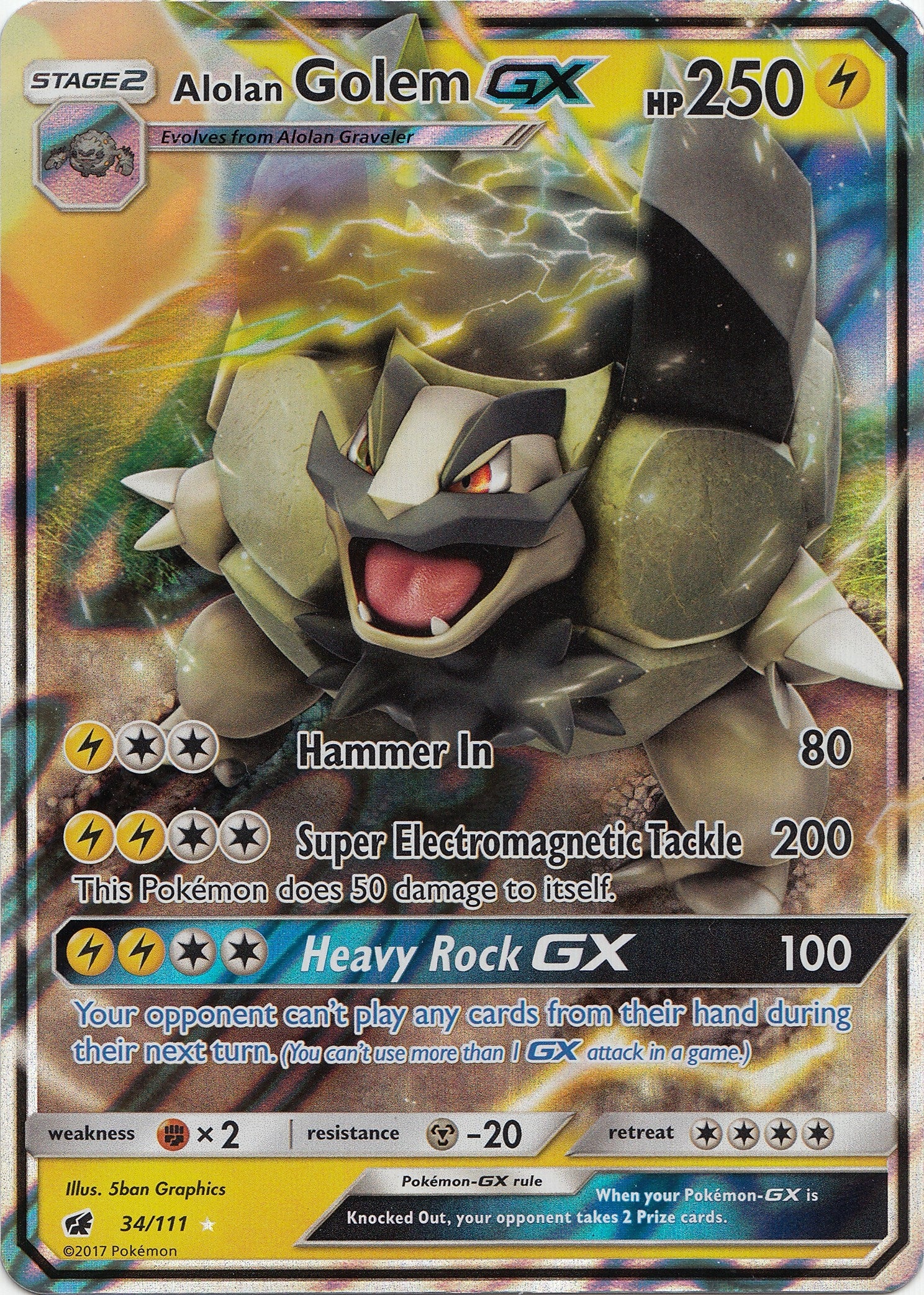 Image for Alolan Golem GX (34/111) [SM - Crimson Invasion] - Pokemon