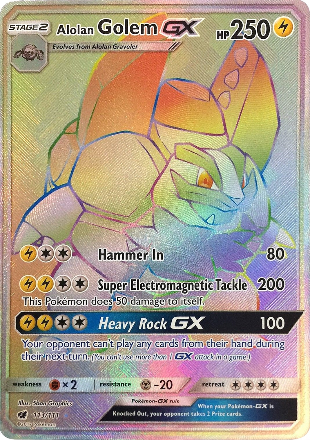 Image for Alolan Golem GX (Secret) (113/111) [SM - Crimson Invasion] - Pokemon
