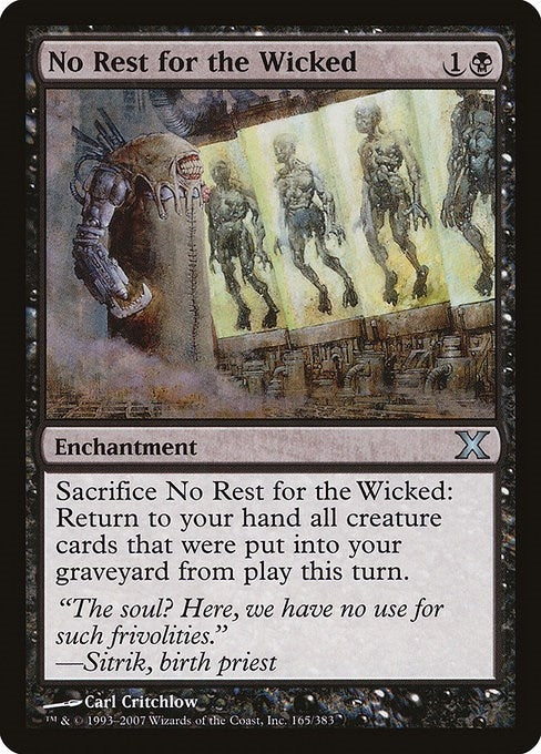 Image for No Rest for the Wicked (165) [10th Edition] - Magic: The Gathering