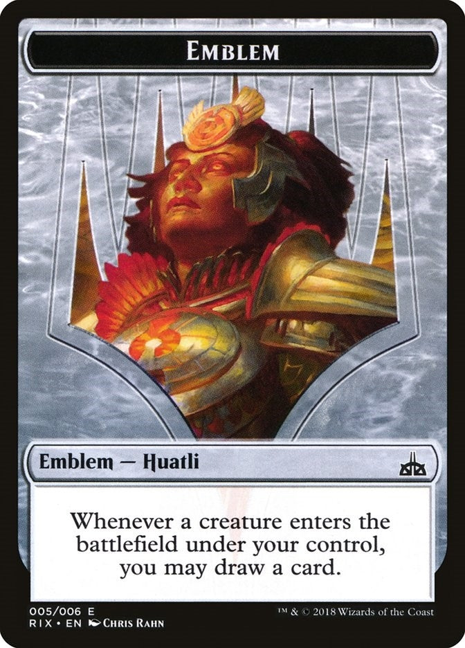 Image for Emblem - Huatli, Radiant Champion (5) [Rivals of Ixalan] - Magic: The Gathering
