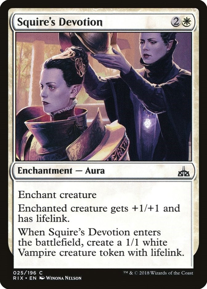 Image for Squire's Devotion (25) [Rivals of Ixalan] - Magic: The Gathering