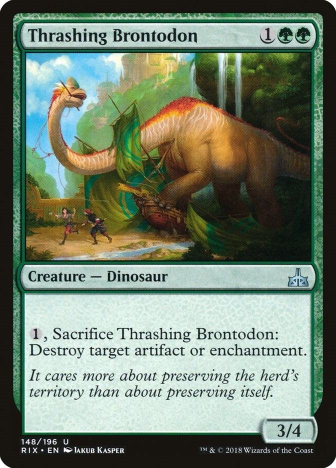 Image for Thrashing Brontodon (148) [Rivals of Ixalan] - Magic: The Gathering