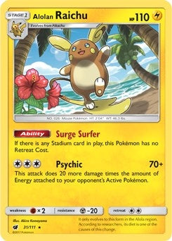 Image for Alolan Raichu - 31/111 (SM Crimson Invasion) (031/111) [Deck Exclusives] - Pokemon