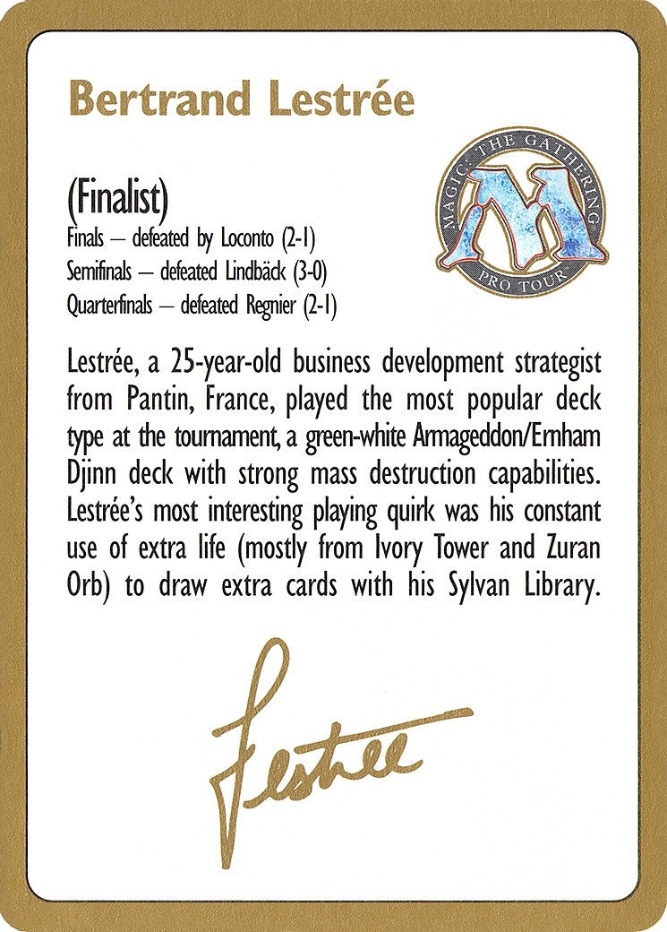 Image for 1996 Bertrand Lestree Biography Card [World Championship Decks] - Magic: The Gathering