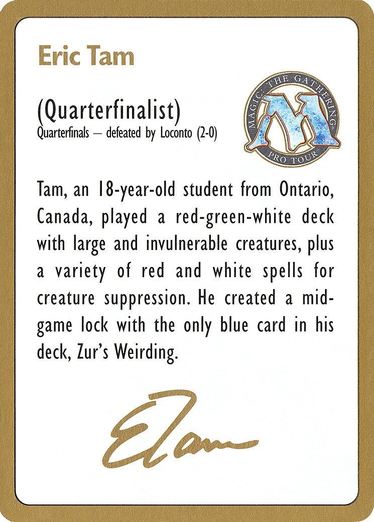 Image for 1996 Eric Tam Biography Card [World Championship Decks] - Magic: The Gathering