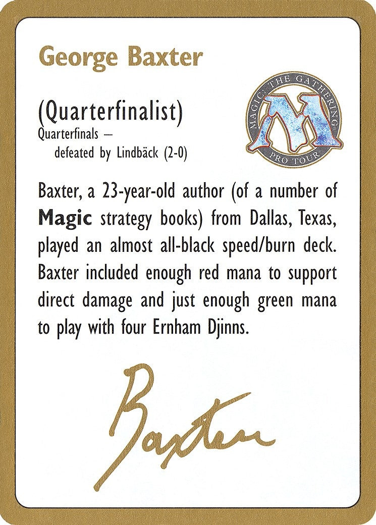 Image for 1996 George Baxter Biography Card [World Championship Decks] - Magic: The Gathering