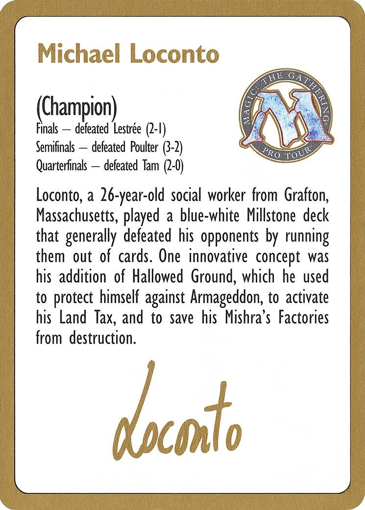 Image for 1996 Michael Loconto Biography Card [World Championship Decks] - Magic: The Gathering