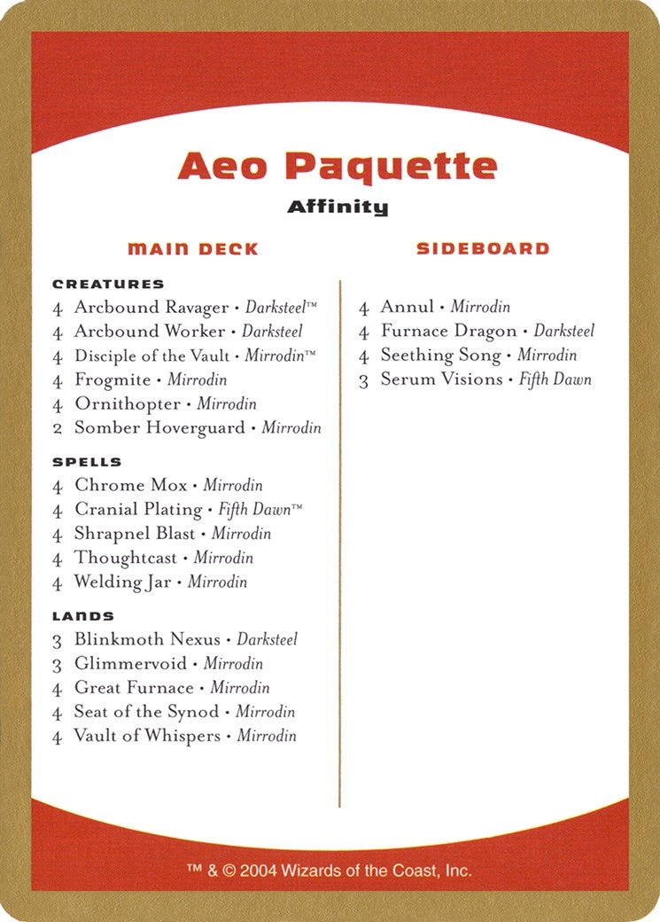 Image for 2004 Aeo Paquette Decklist Card [World Championship Decks] - Magic: The Gathering