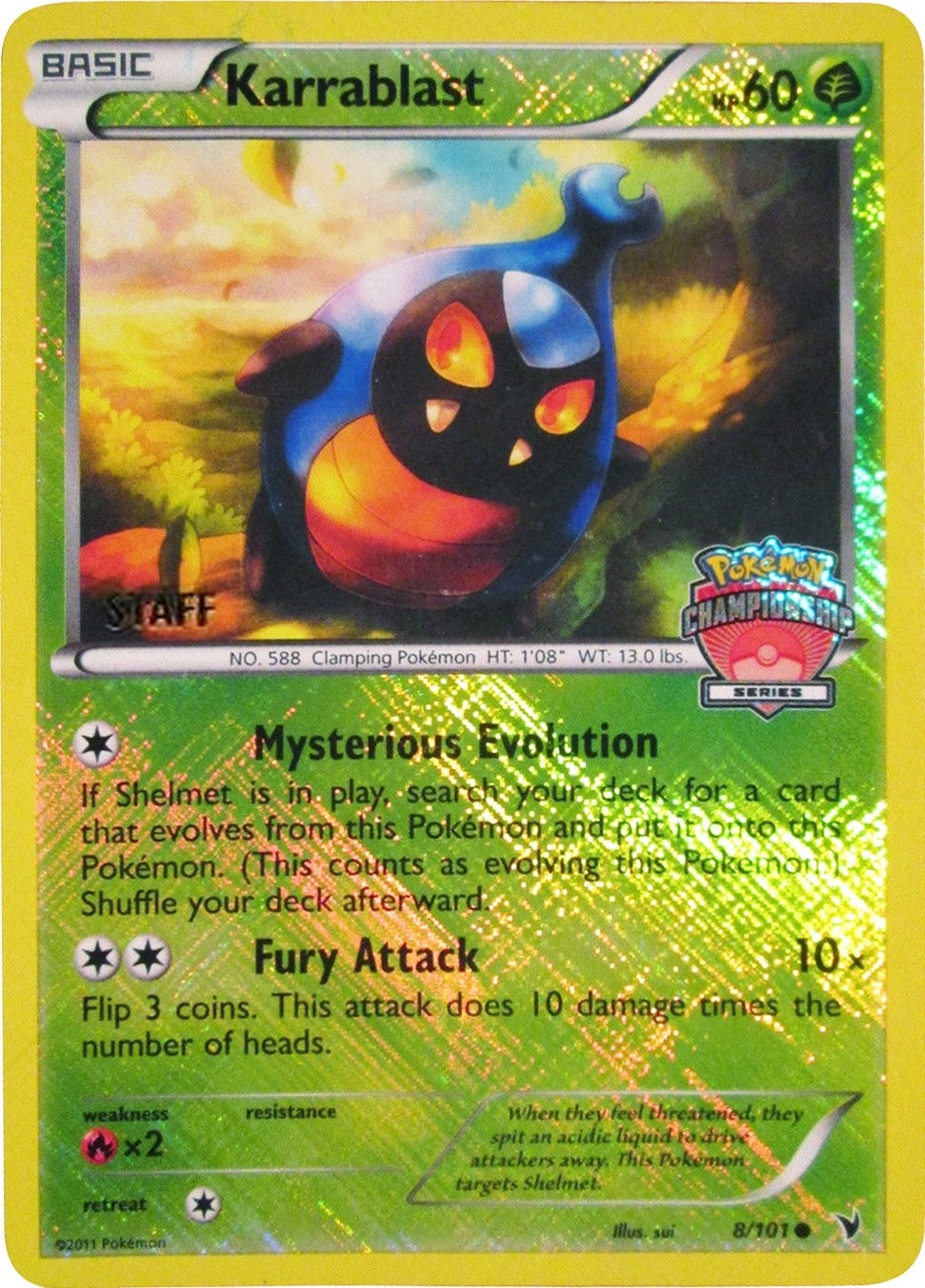 Image for Karrablast - 8/101 (Championship Series) [Staff] (008/101) [League & Championship Cards] - Pokemon