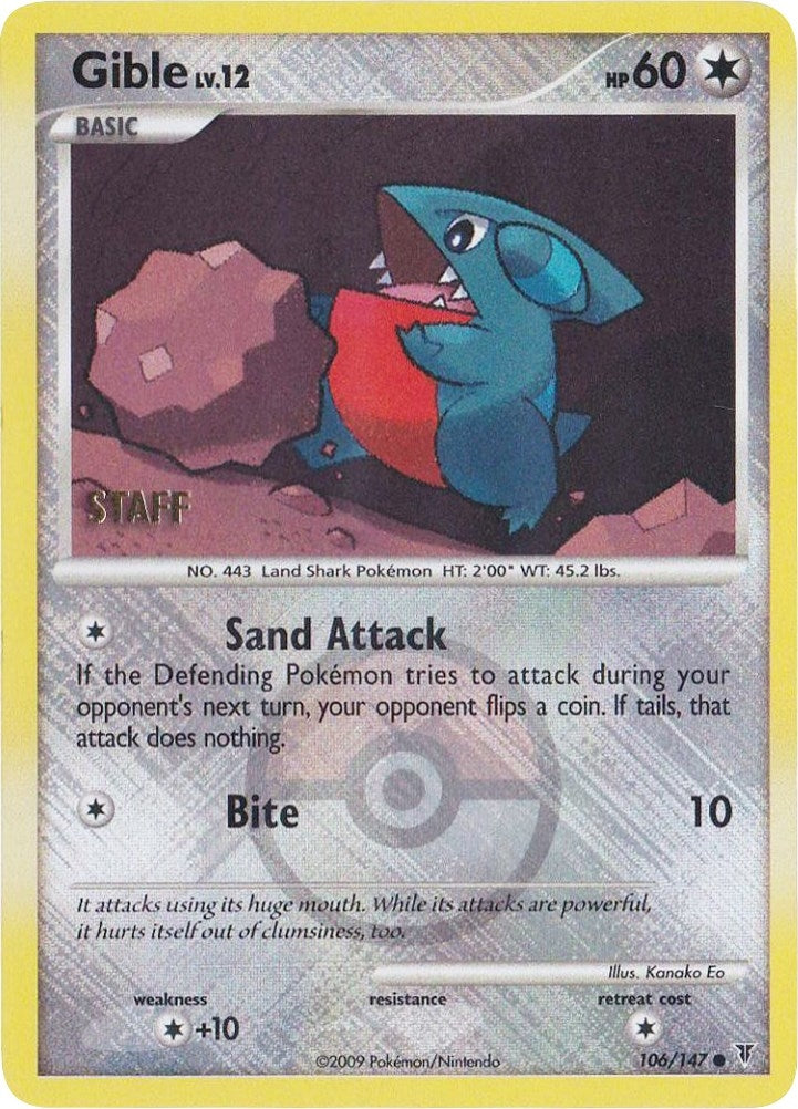 Image for Gible - 106/147 (Championship Promo) [Staff] (106/147) [League & Championship Cards] - Pokemon