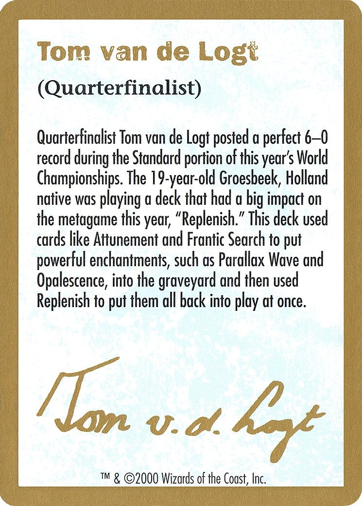 Image for 2000 Tom van de Logt Biography Card [World Championship Decks] - Magic: The Gathering