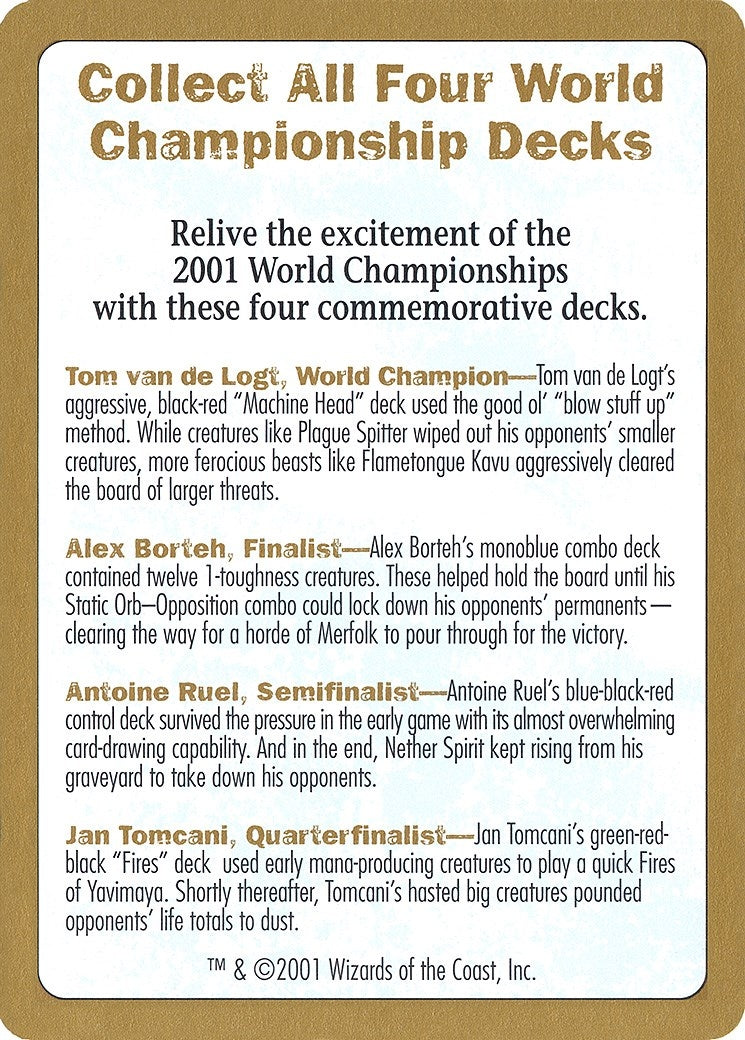 Image for 2001 World Championship Advertisement Card [World Championship Decks] - Magic: The Gathering