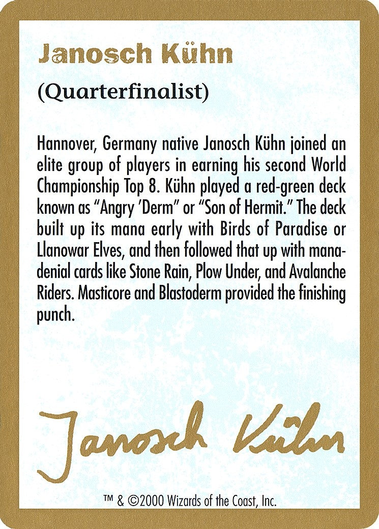 Image for 2000 Janosch Kuhn Biography Card [World Championship Decks] - Magic: The Gathering