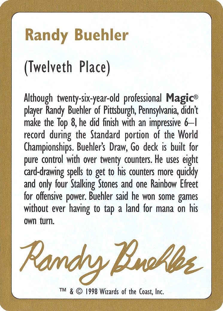 Image for 1998 Randy Buehler Biography Card [World Championship Decks] - Magic: The Gathering