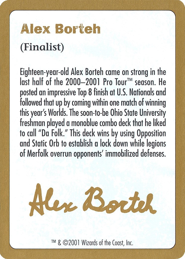 Image for 2001 Alex Borteh Biography Card [World Championship Decks] - Magic: The Gathering