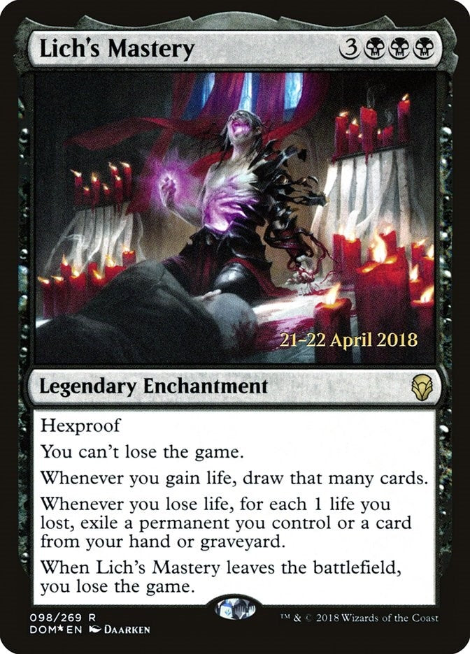 Image for Lich's Mastery (98) [Prerelease Cards] - Magic: The Gathering