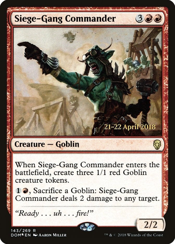 Image for Siege-Gang Commander (143) [Prerelease Cards] - Magic: The Gathering