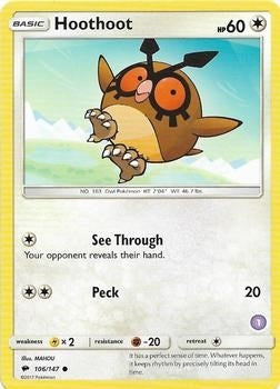 Image for Hoothoot (1) (106/147) [SM Trainer Kit: Alolan Sandslash & Alolan Ninetales] - Pokemon