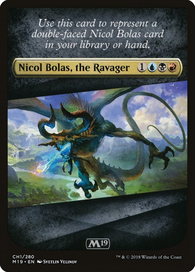 Image for Checklist Card - Core Set 2019 (Nicol Bolas, the Ravager) (CH1) [Core Set 2019] - Magic: The Gathering