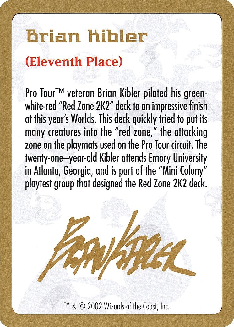 Image for 2002 Brian Kibler Biography Card [World Championship Decks] - Magic: The Gathering