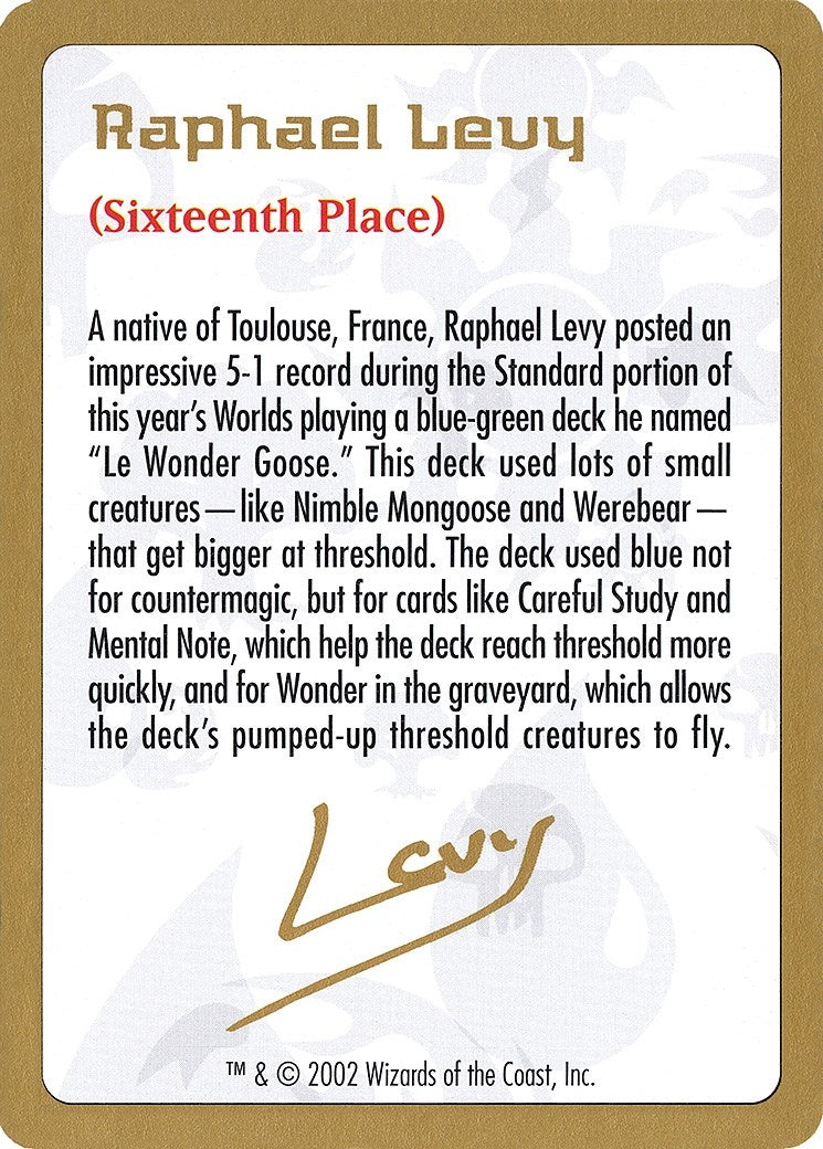Image for 2002 Raphael Levy Biography Card [World Championship Decks] - Magic: The Gathering