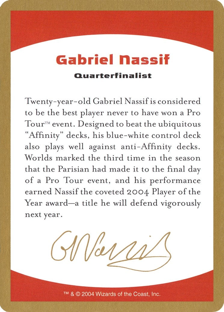Image for 2004 Gabriel Nassif Biography Card [World Championship Decks] - Magic: The Gathering