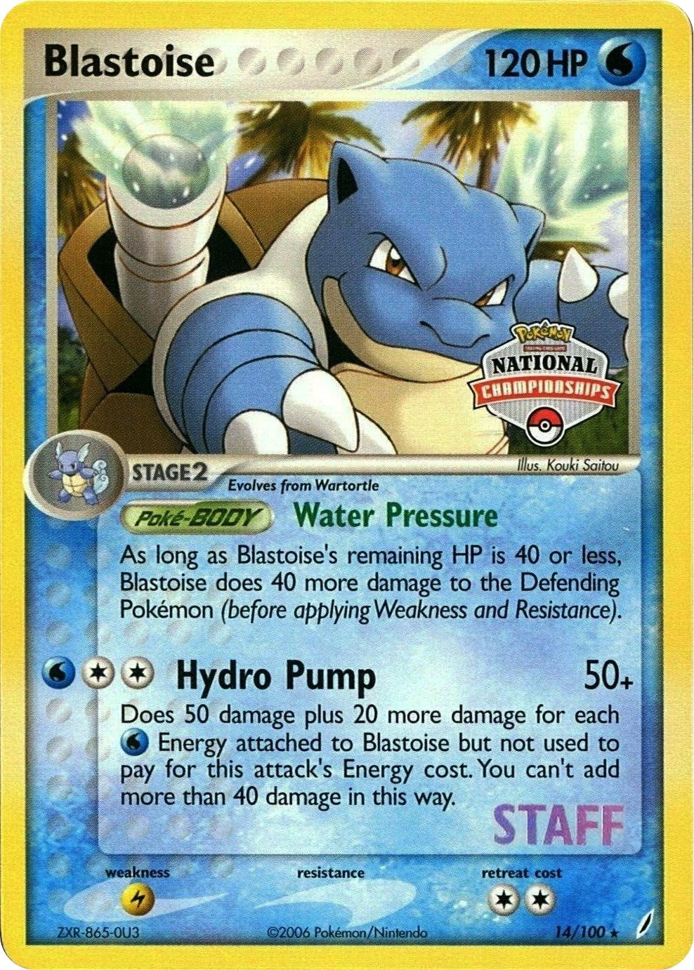 Image for Blastoise - 14/100 (National Championships) [Staff] (014/100) [League & Championship Cards] - Pokemon
