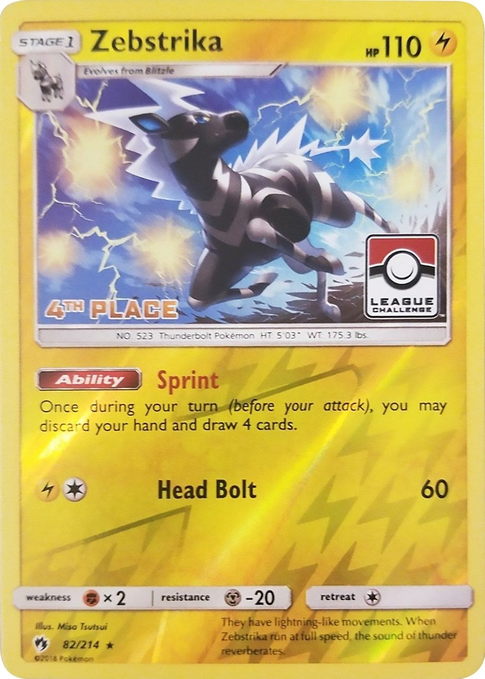 Image for Zebstrika - 82/214 (League Challenge) [4th Place] (082/214) [League & Championship Cards] - Pokemon