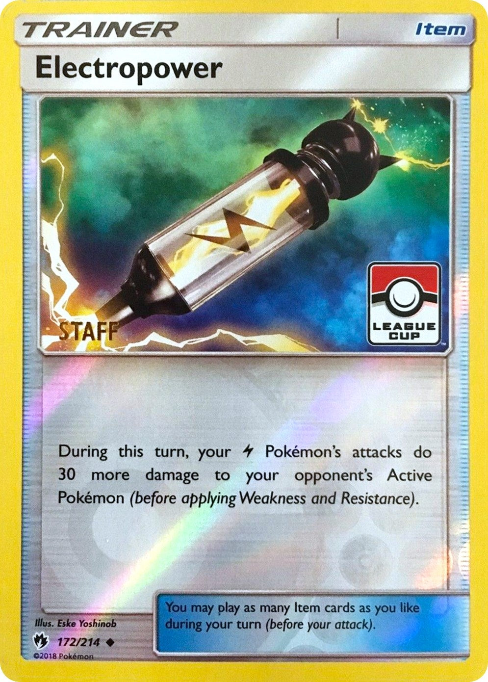 Image for Electropower - 172/214 (League Cup) [Staff] (172/214) [League & Championship Cards] - Pokemon