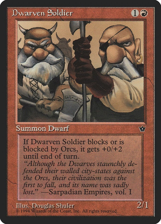 Image for Dwarven Soldier (Shuler) [Fallen Empires] - Magic: The Gathering