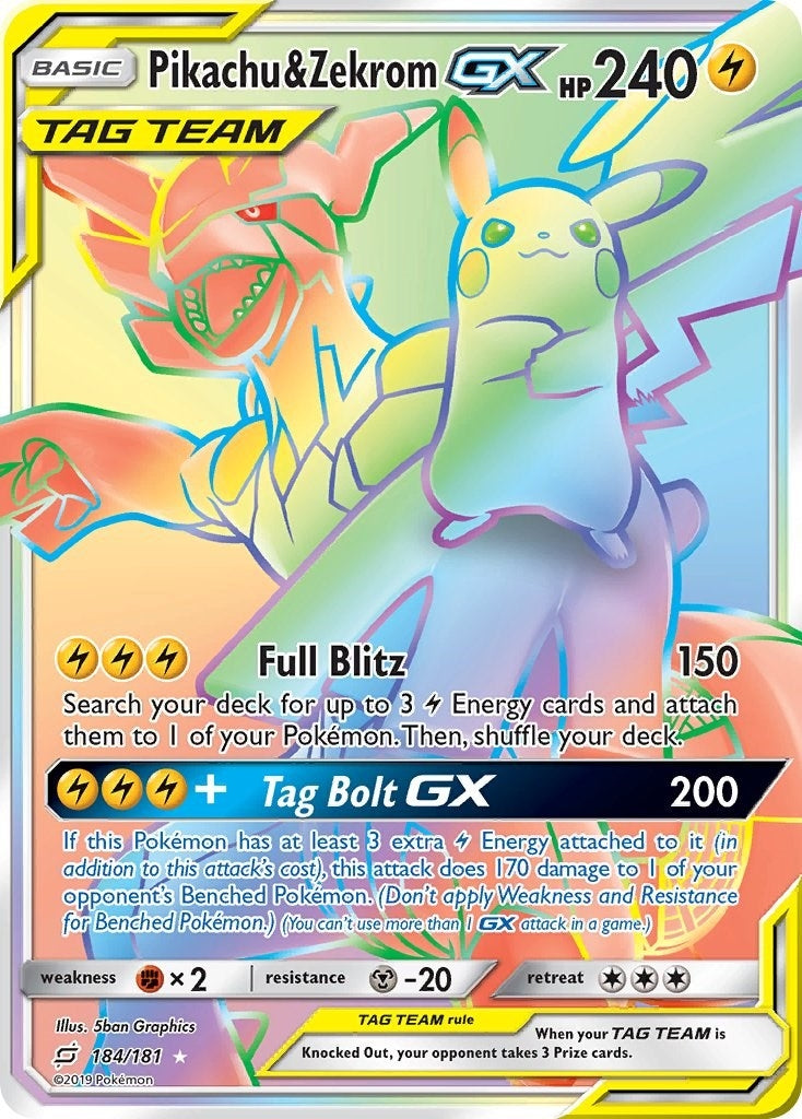 Image for Pikachu & Zekrom GX (Secret) (184/181) [SM - Team Up] - Pokemon
