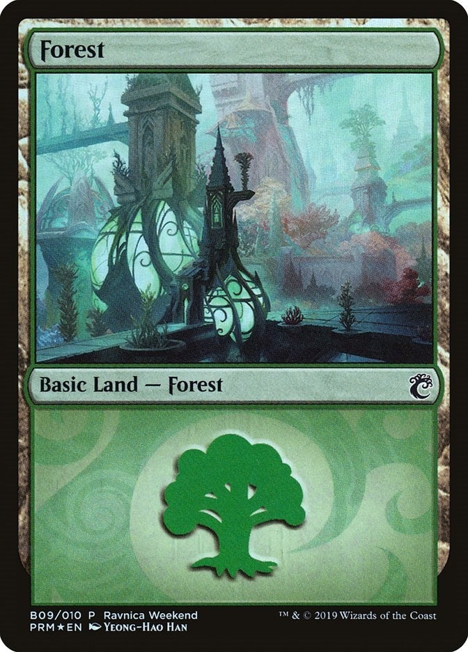 Image for Forest - Simic (B09) (9) [Launch Party & Release Event Promos] - Magic: The Gathering
